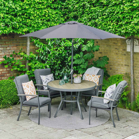 Monza 4 Seat Set with Highback Armchairs and 2.5m Parasol