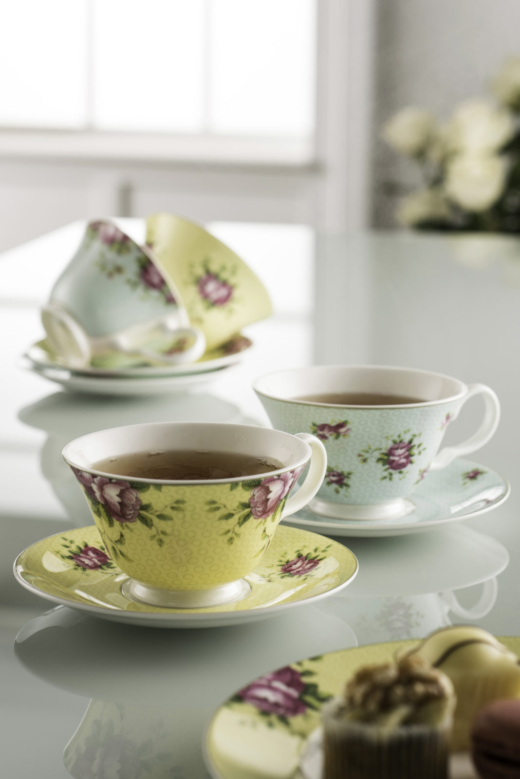 Archive Rose 4 Teacup & Saucer Set