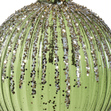 Pine Green Glass bauble with Silver 8cm