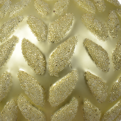 Pistachio Glass Bauble with Leaf 8cm