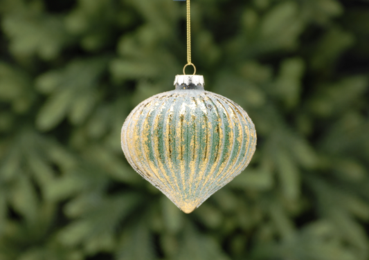 10cm green/gold stripped aged effect glass onion