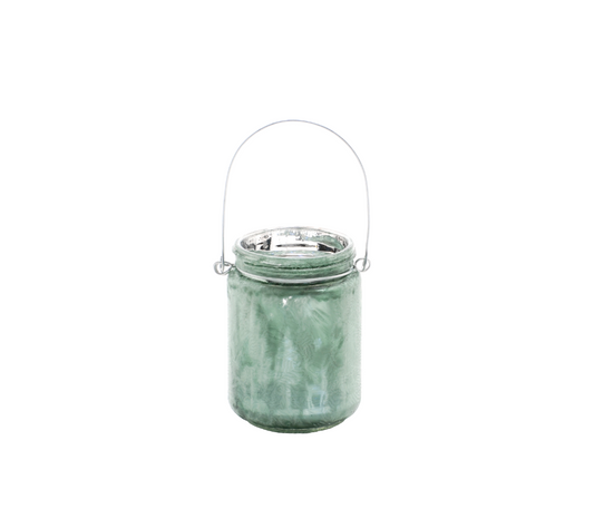11cm green glass jar tea-light holder