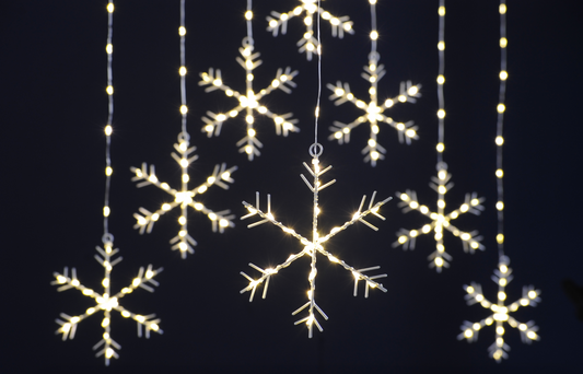 120cm x 120cm snowflake curtain light - warm white