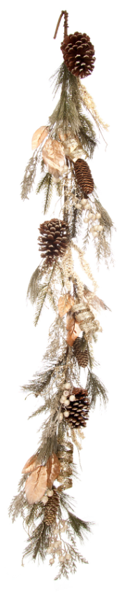 150cm frosted bristle gold leaf garland