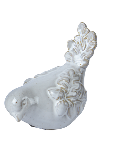 White Ceramic Bird Looking down L11.6cm W6.9cm H7.8cm
