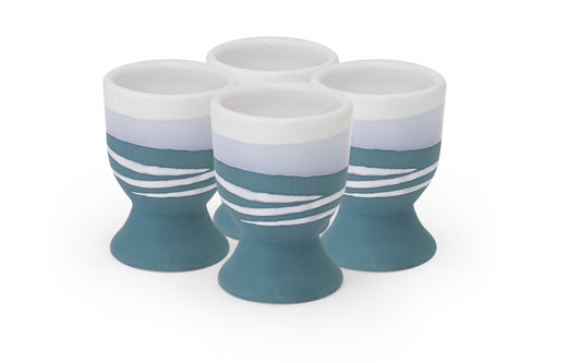 PAUL MALONEY PM POTTERY TEAL S/4 EGG CUPS