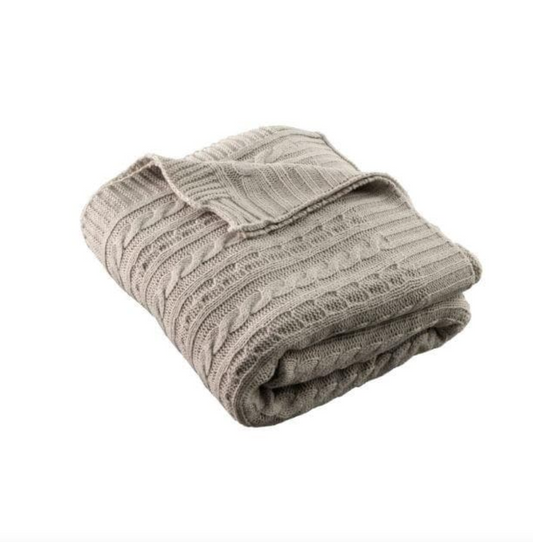 Aran Knit Throw - Cool Grey