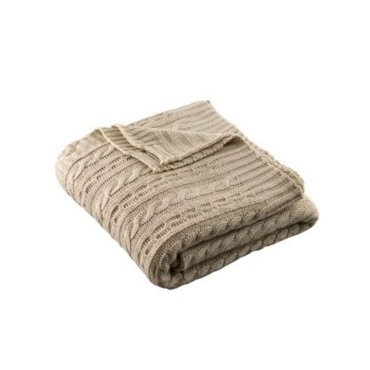 Aran Knit Throw - Warm Grey