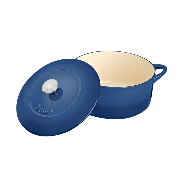 DENBY COBALT 26CM ROUND CAST IRON CASSEROLE