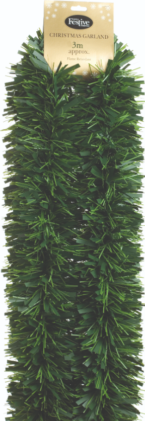 300cm x 15cm 6 ply chunky green pine garland