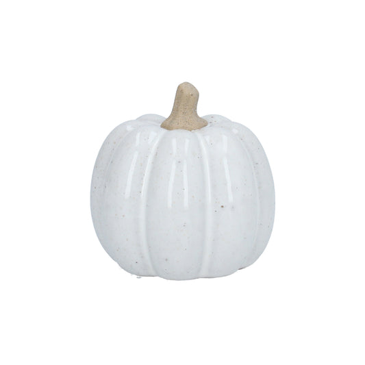 White Earthenware Pumpkin Ornament Small
