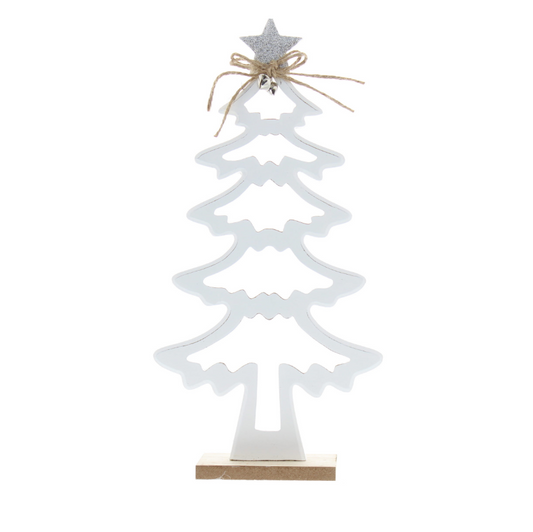 30cm wooden white tree with silver star