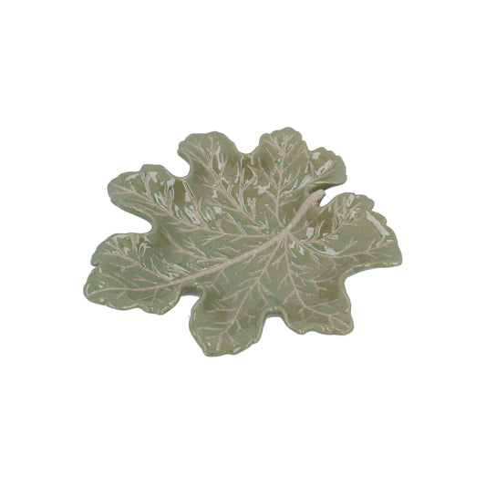 Green Earthenware Leaf Shape Dish, Sml