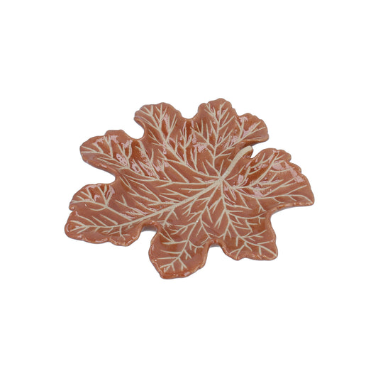 Brown Earthenware Leaf Shape Dish