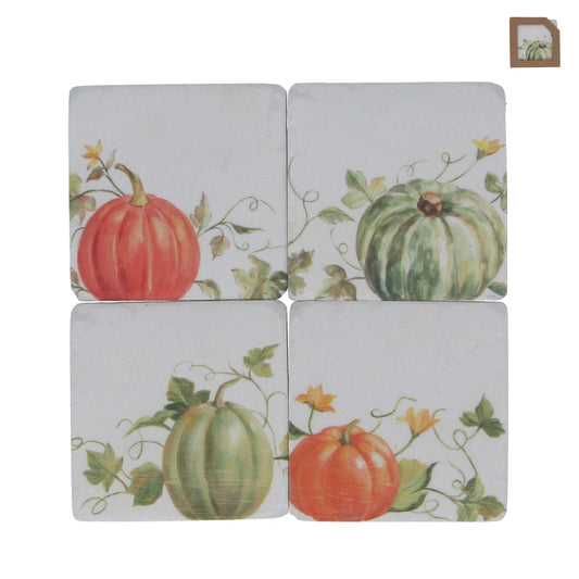 Pumpkin & Tendrils Resin Coaster Pack of 4