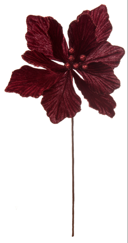 40cm burgundy velvet magnolia stem