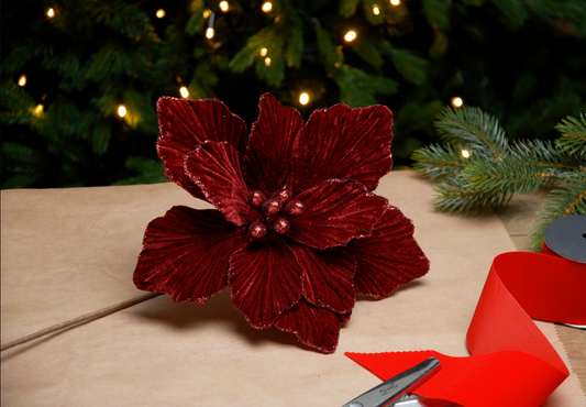 40cm burgundy velvet magnolia stem