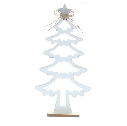 40cm wooden white tree with silver star