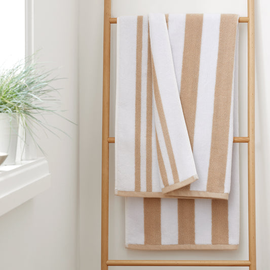 REVERSIBLE STRIPE JACQUARD TOWEL NATURAL