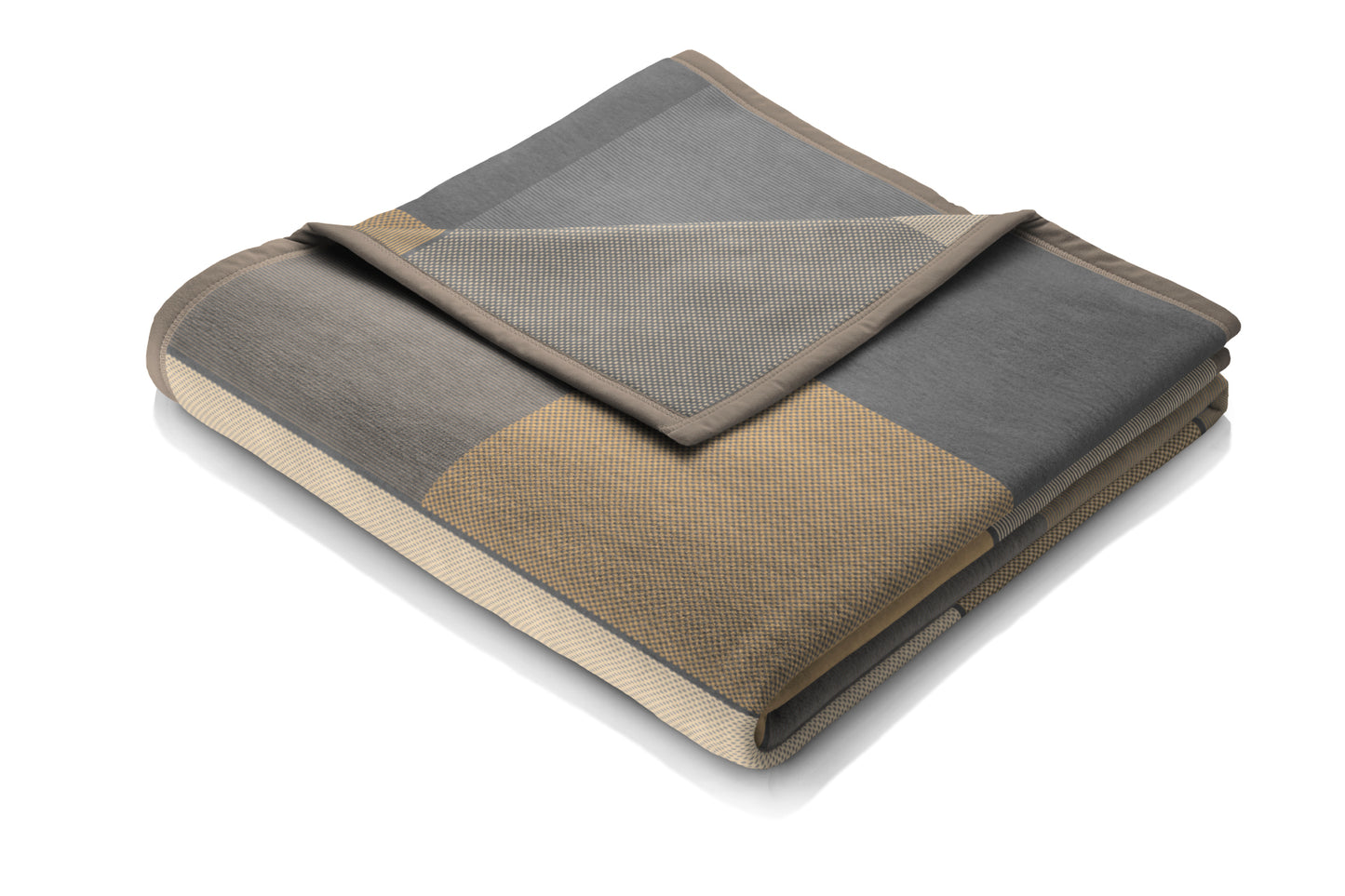 Biederlack Cotton Home Blocking Camel Throw