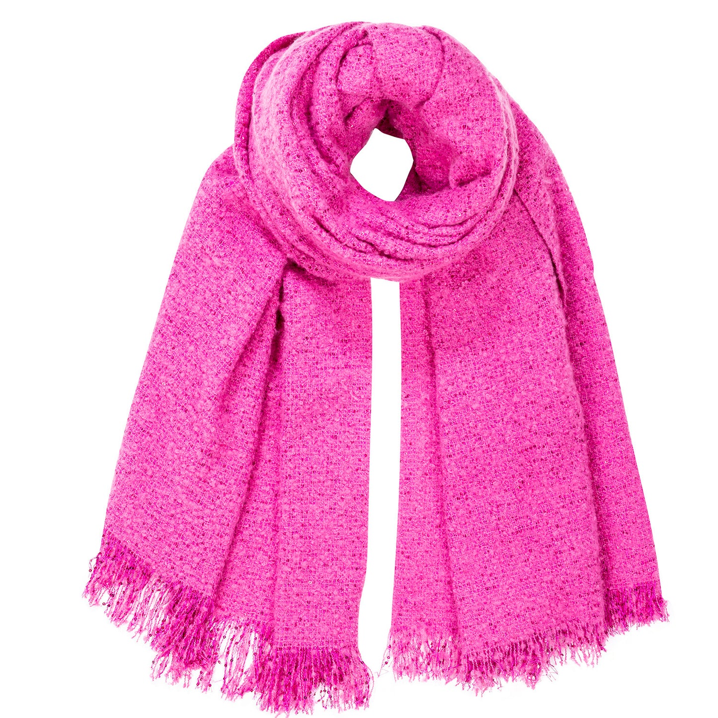 Ladies Pink sequin yarn woven scarf