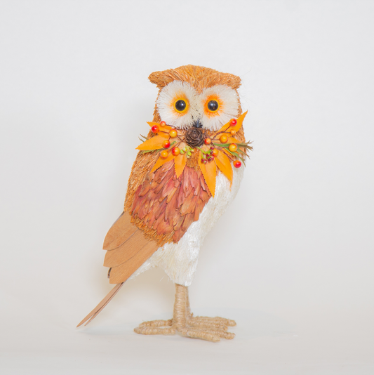Barn Owl with Floral Bow 28 x 18 cm