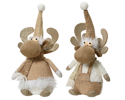 Beige Deer with light brown Hat L14cm W10cm H30cm