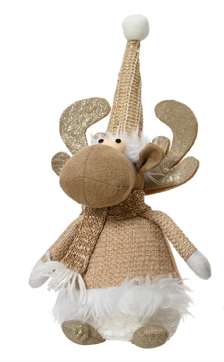 Beige Deer with light brown Hat L14cm W10cm H30cm