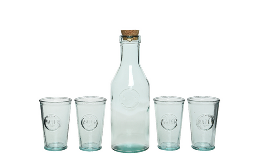 Beverage Set recycled glass cork lid