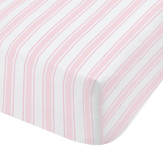 PINK CHECK AND STRIPE FITTED SHEET