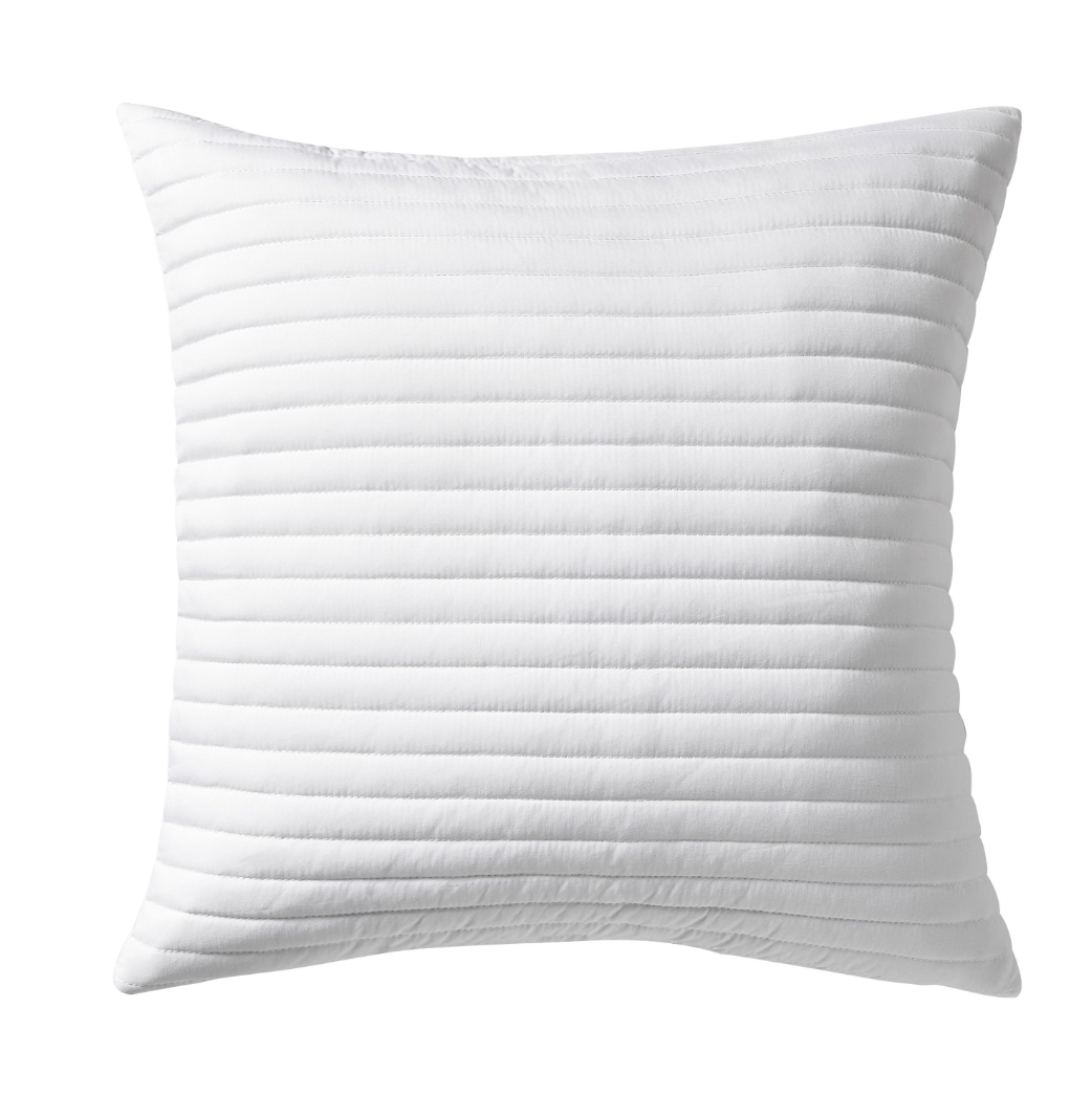 WHITE QUILTED LINES FILLED CUSHION 55X55