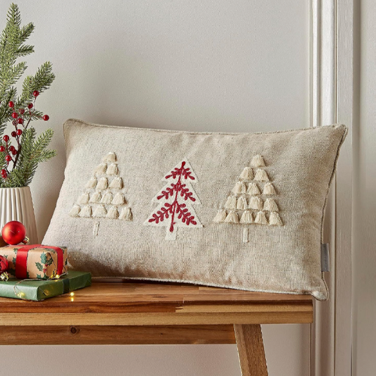 CATHERINE LANSFIELD TUFTED CHRISTMAS TREE NATURAL CUSHION 30X50