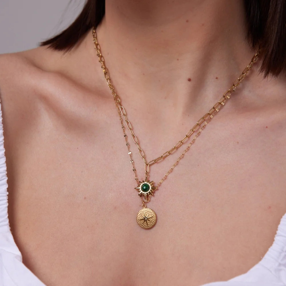 Carly Malachite Layered Necklace