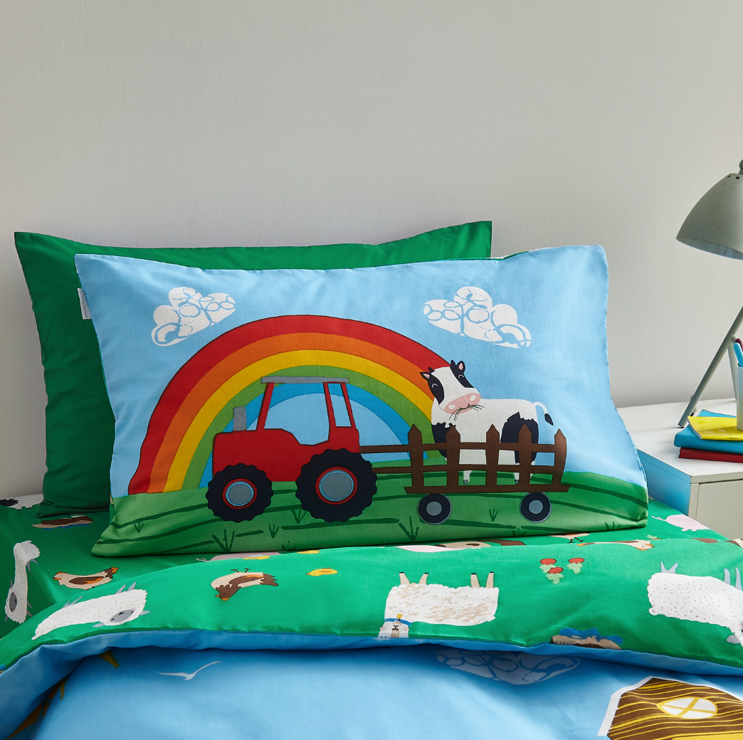BLUE FARMYARD ANIMALS DUVET SET