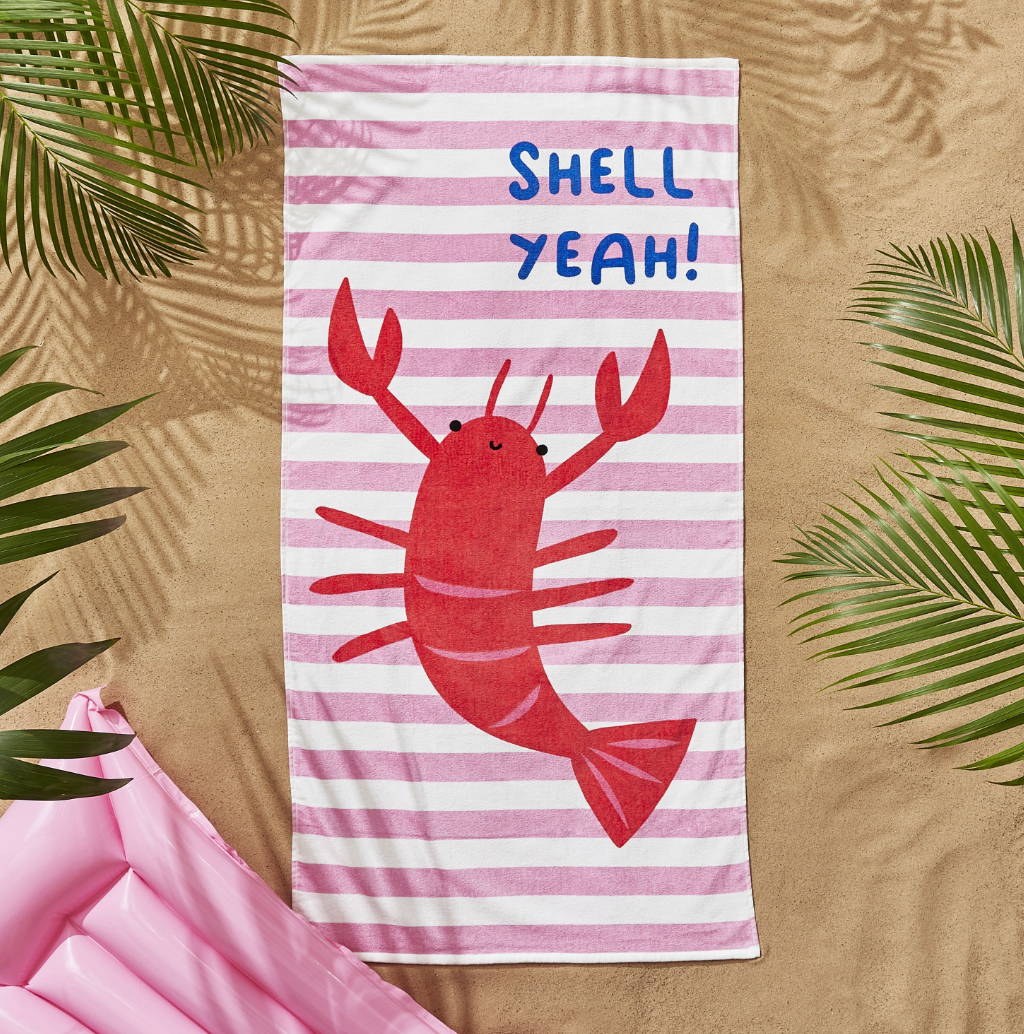 PINK SHELL YEAH BEACH TOWEL