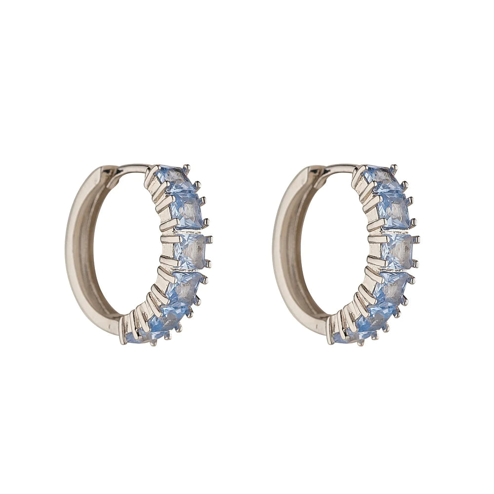 Classic Light Blue CZ Hoops