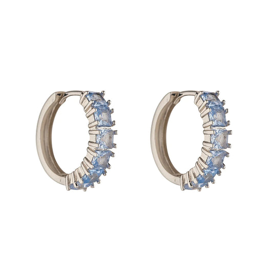 Classic Light Blue CZ Hoops