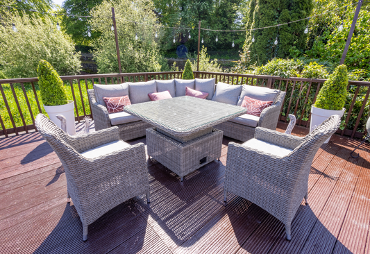 Somerset Rattan Corner Set with Chairs & Height Adjustable Table