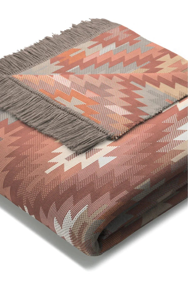 Cotton Rich Throw Aztec Terracotta