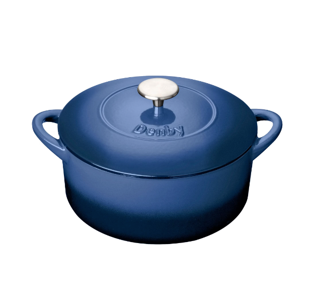 DENBY COBALT 24CM ROUND CAST IRON CASSEROLE