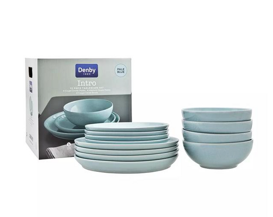 DENBY INTRO PALE BLUE 12 PIECE TABLEWARE SET