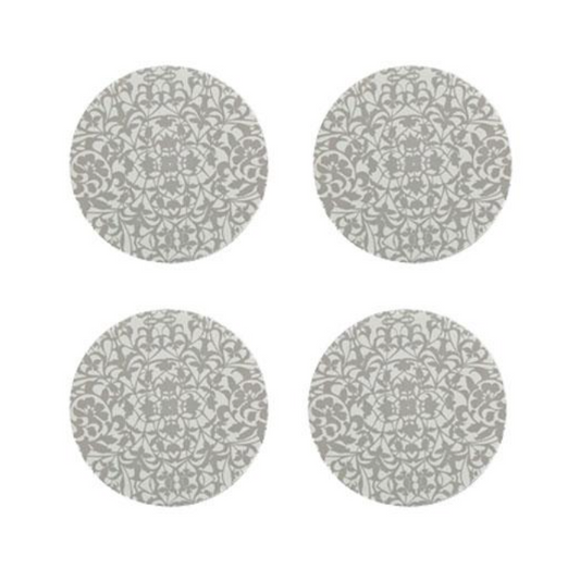 DENBY MONSOON FILIGREE SILVER ROUND COASTER X4