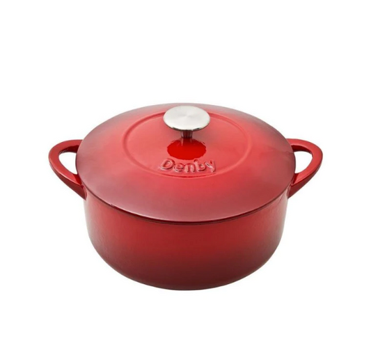 DENBY POMEGRANATE CAST IRON 24CM ROUND CASSEROLE