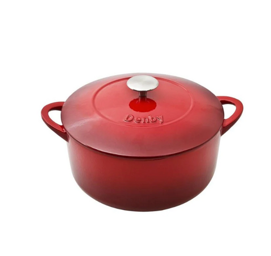 DENBY POMEGRANATE CAST IRON 26CM ROUND CASSEROLE