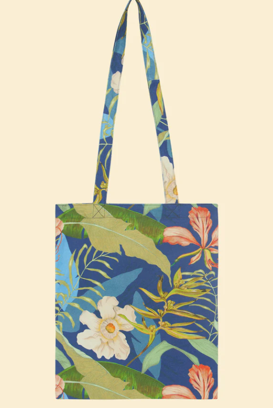 Delicate Tropics Tote Bag - Indigo