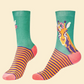 Fancy Giraffe Ankle Socks - Teal