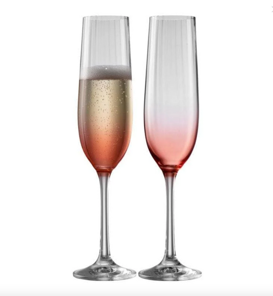 Galway Crystal Erne Flute set of 2 in Blush