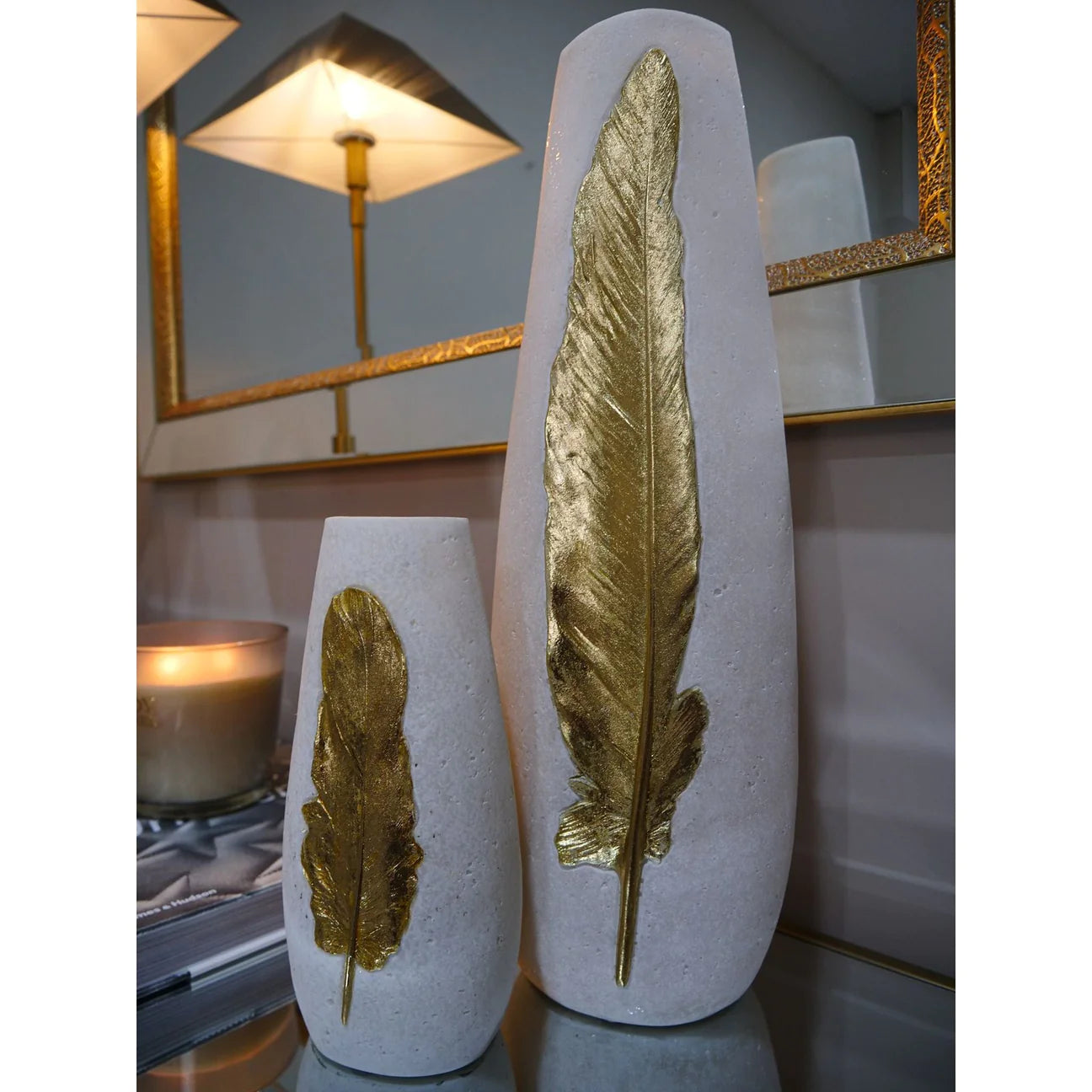 Gold Feather Vase Large