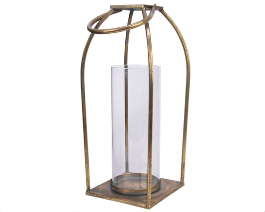 Gold Lantern iron L15cm x W15cm x H37cm