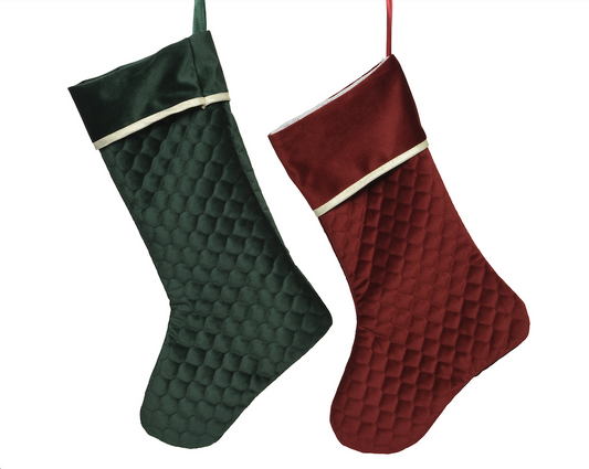 Red Stocking Velvet Boot with gold cord edge L45cm x W28cm